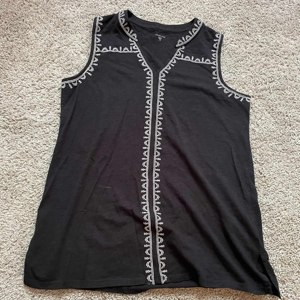 Cute Black Garnet Hill Tank Top Size XS